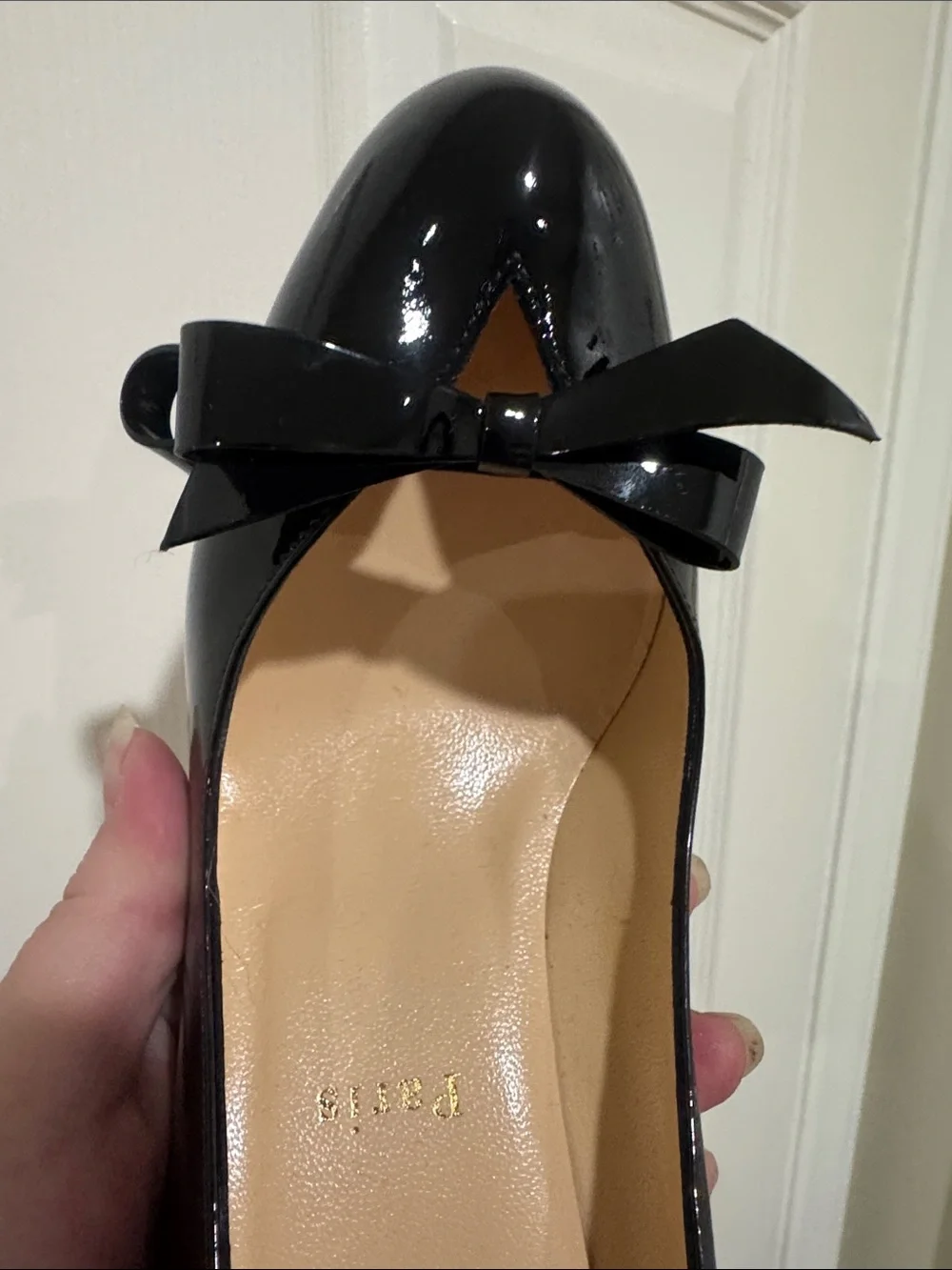Christian Louboutin/Black Patent 4” Heels with Bow On Toe/US Size 6.5/NWOT! - Picture 15 of 16